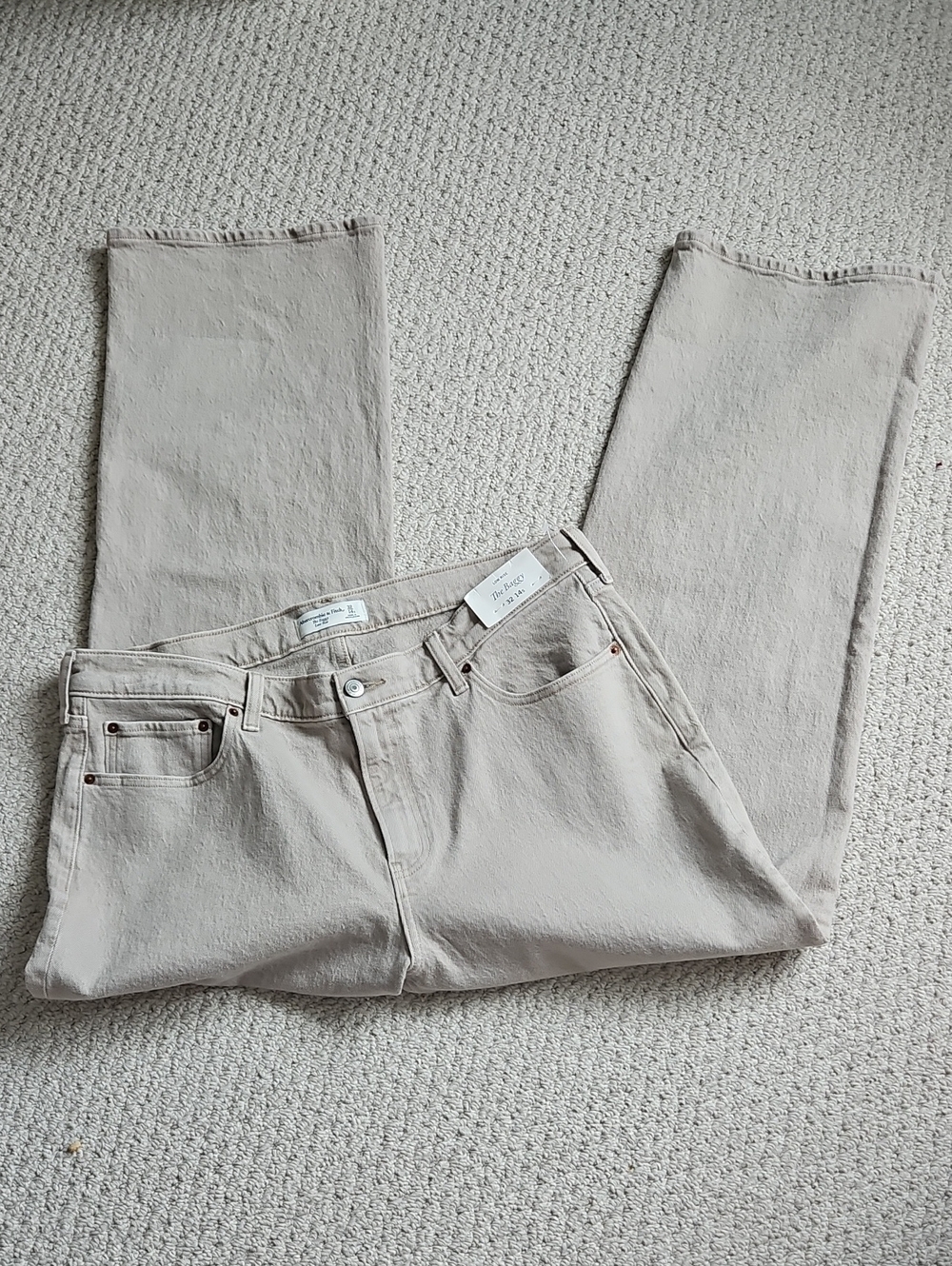 Abercrombie & Fitch Women Straight Jeans in Light Beige